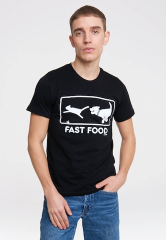 LOGOSHIRT T-Shirt 'FAST FOOD' in Schwarz: predná strana