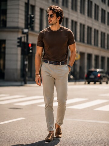 Laurent Vergne Shirt 'Ritz Zijde T-shirt Bruin' in Brown