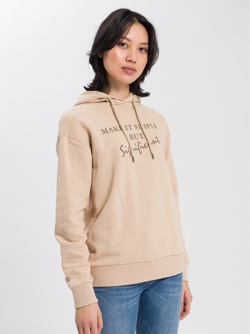 Cross Jeans Sweatshirt in Beige: front