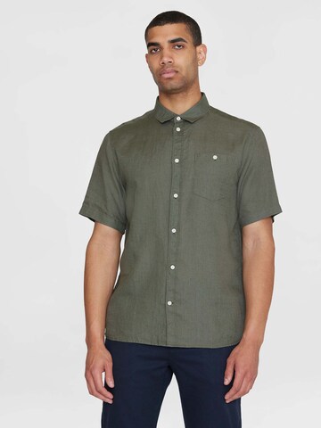 KnowledgeCotton Apparel Regular Fit Hemd in Grün: Vorderseite