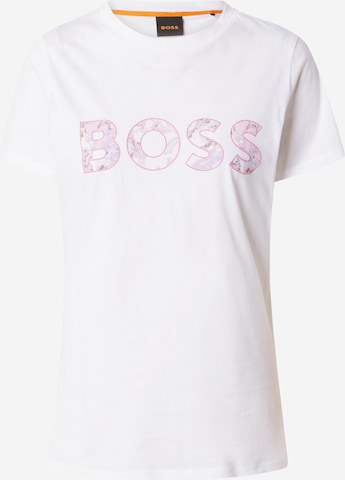 Tricou 'Elogo' de la BOSS Orange pe alb: față