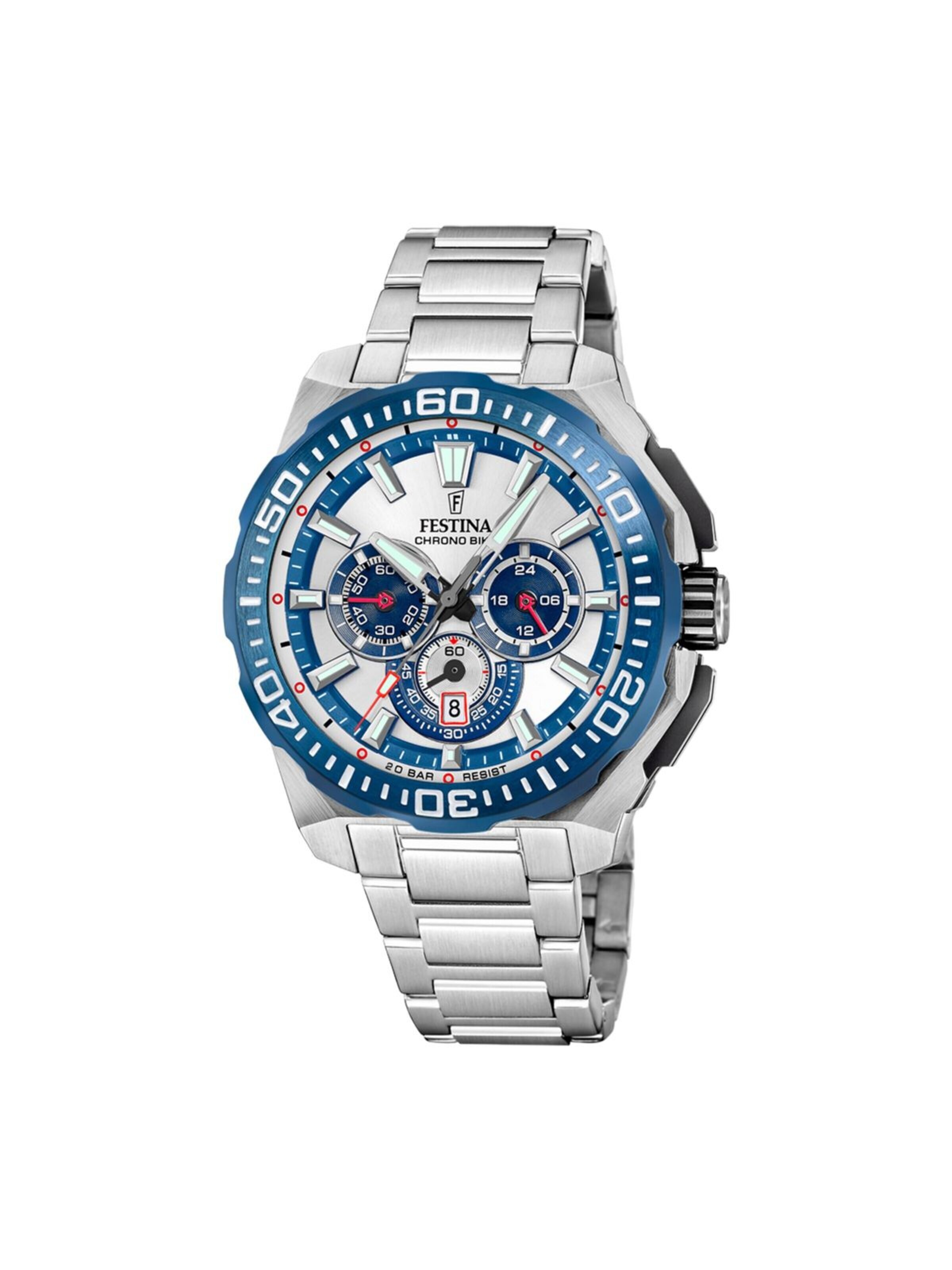 Montre à affichage analogique 'Chrono Bike' FESTINA en argent : devant