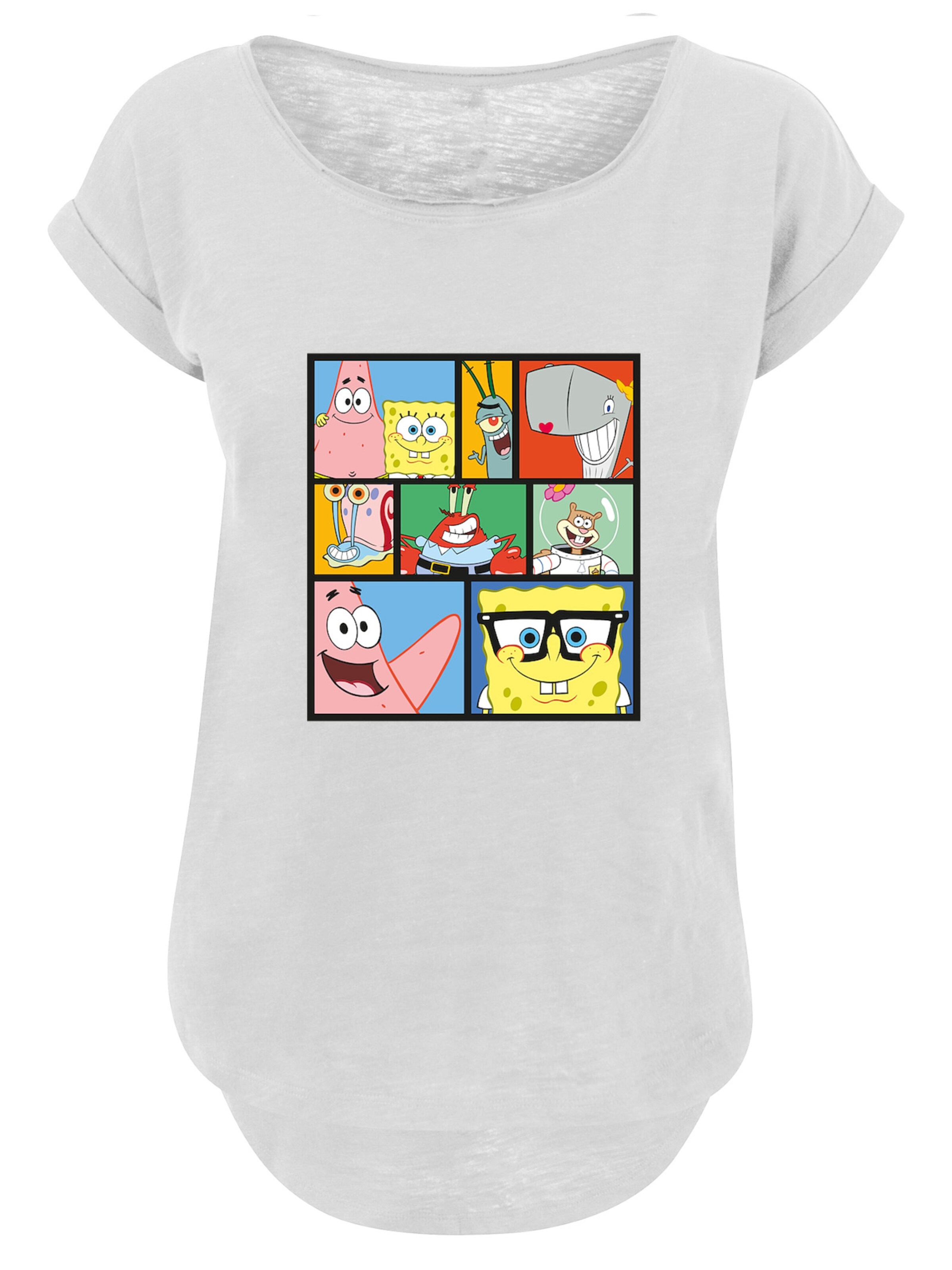 F4NT4STIC Shirt 'Spongebob Schwammkopf' in Wit: voorkant