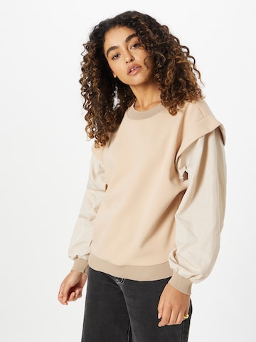 Sweat-shirt Sisley en beige : devant