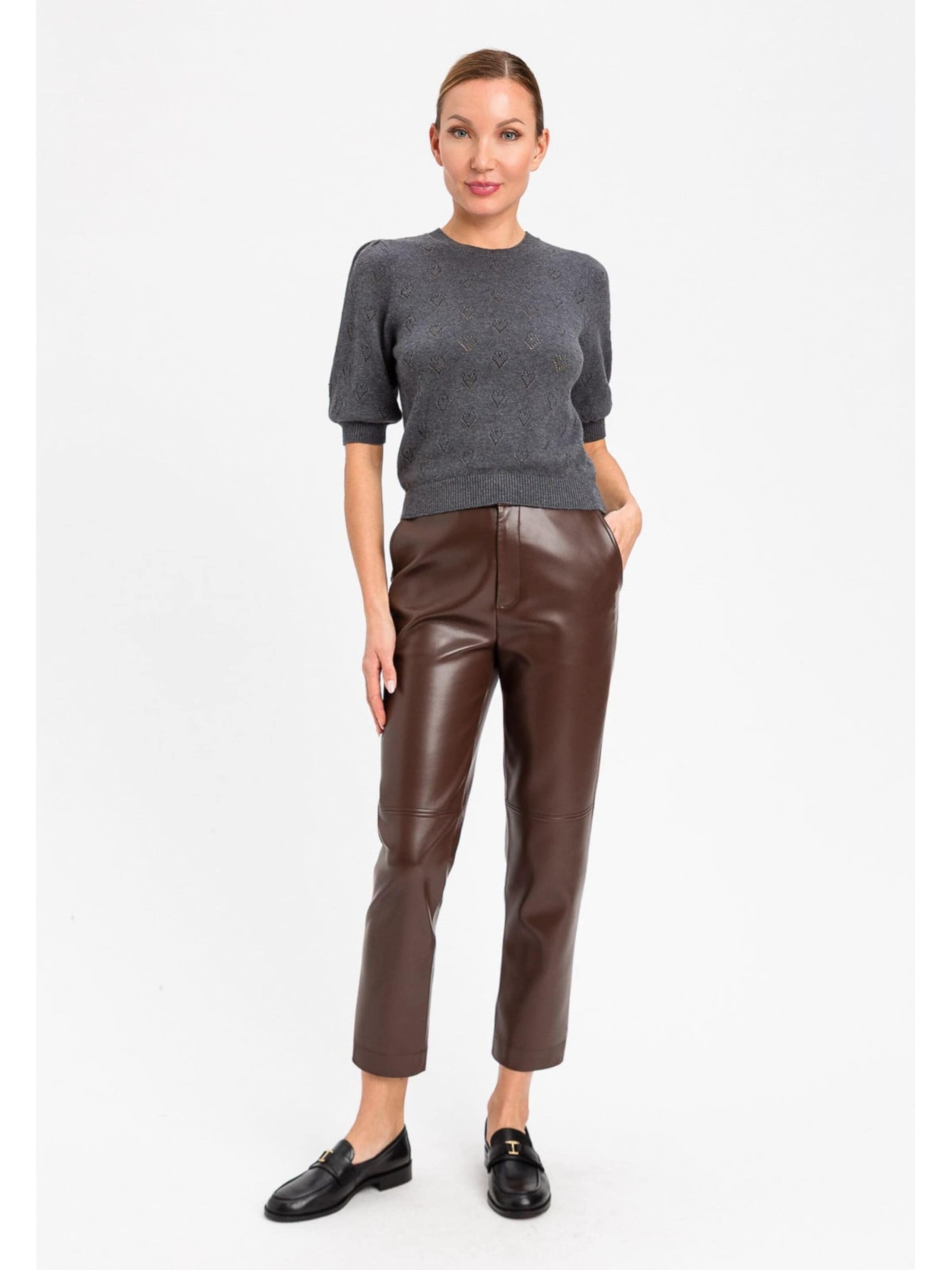Twinset Byxa 'Brown faux leather trousers' i brun