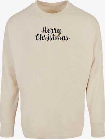 Merchcode Shirt 'Merry Christmas' in Beige: voorkant