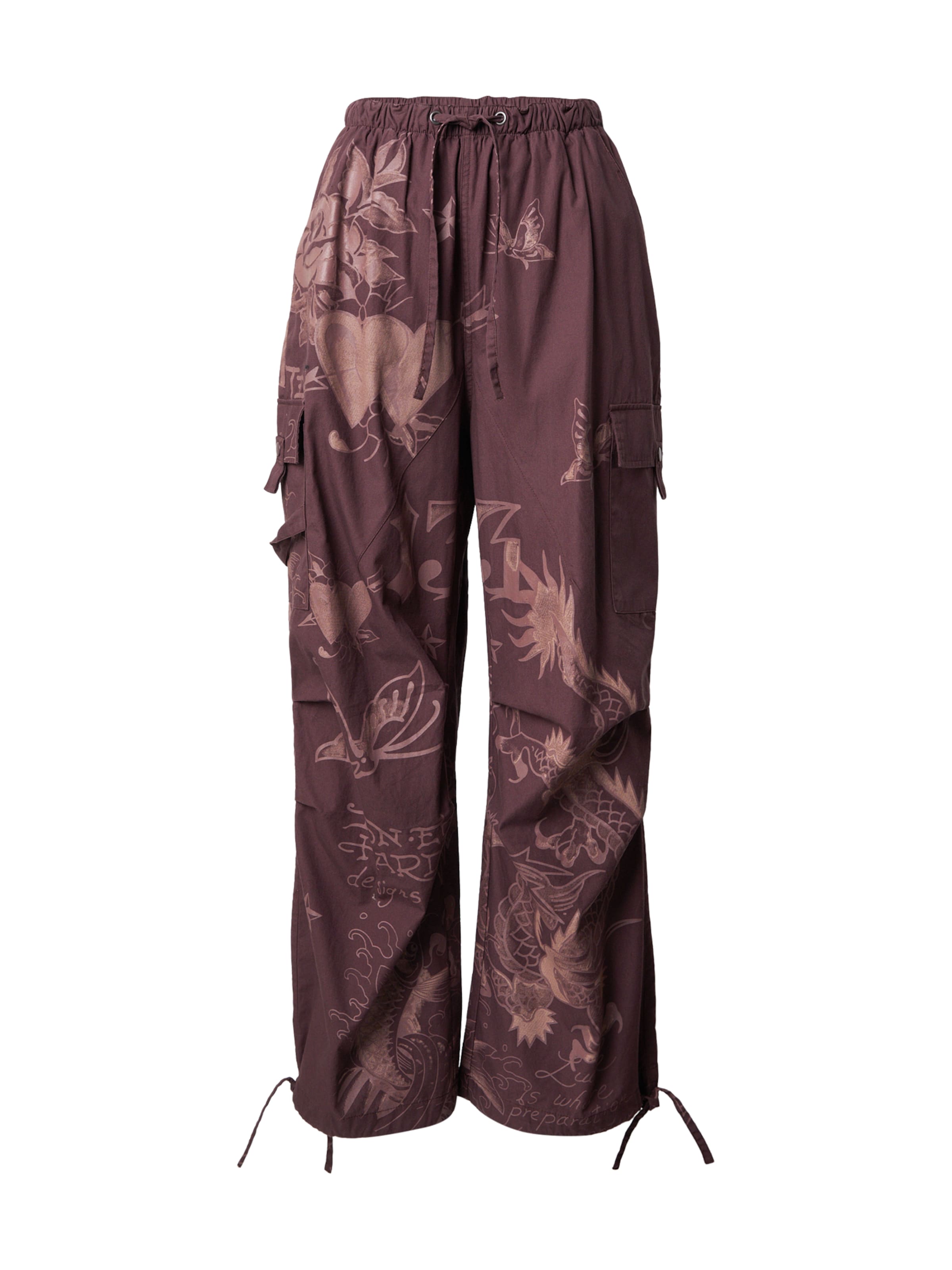 Ed Hardy Laiad sääred Klapptaskutega püksid, värv punane: eest vaates