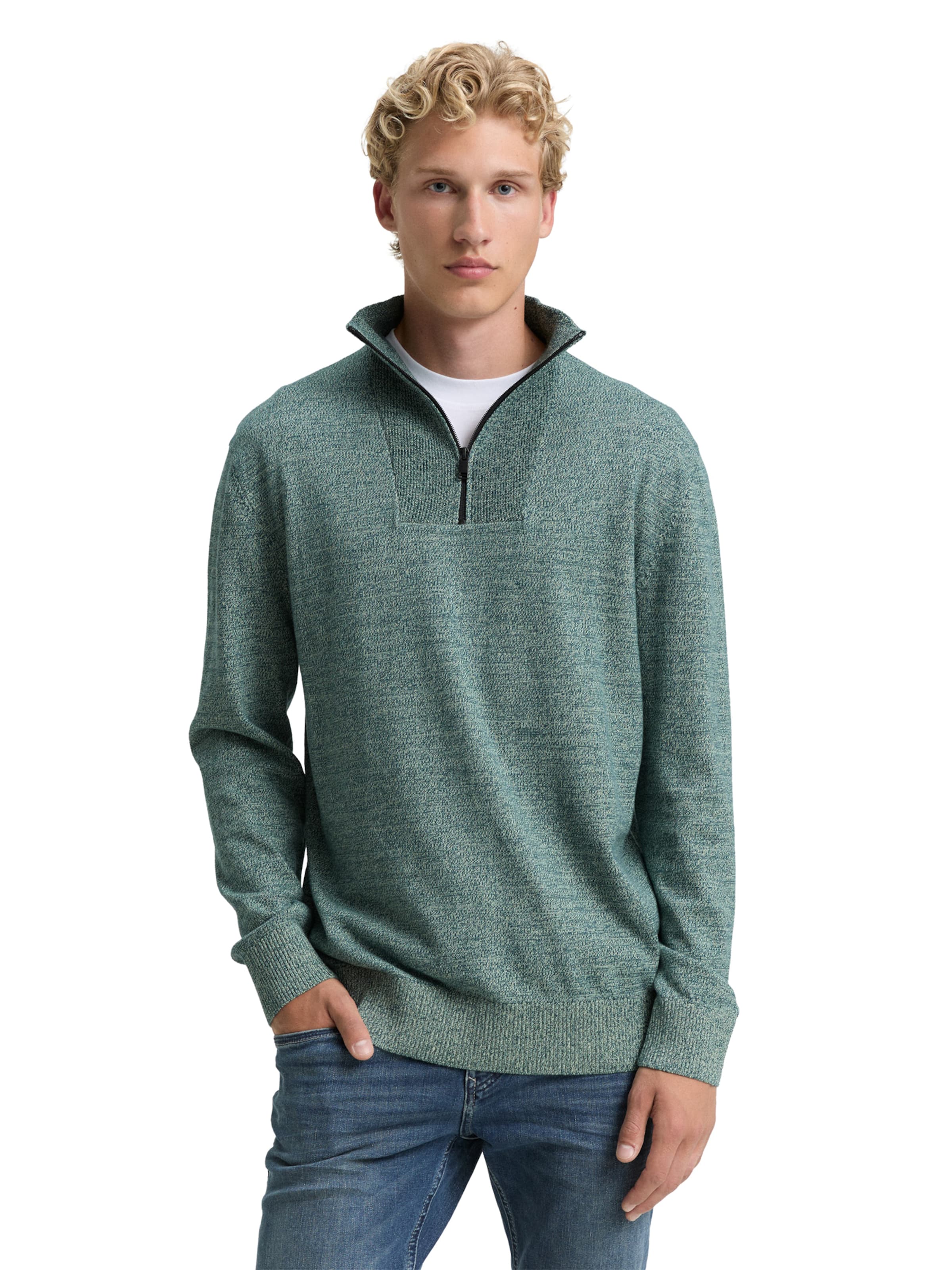 TOM TAILOR DENIM Sweater in Green: front