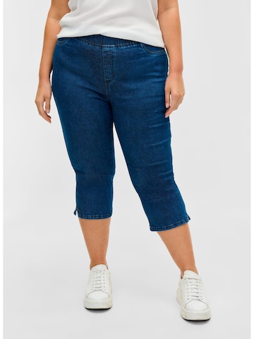 Zizzi Slimfit Jeans in Blauw: voorkant
