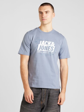 JACK & JONES Tričko 'Map Summer' – modrá: přední strana