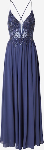 Robe de soirée mascara en bleu : devant