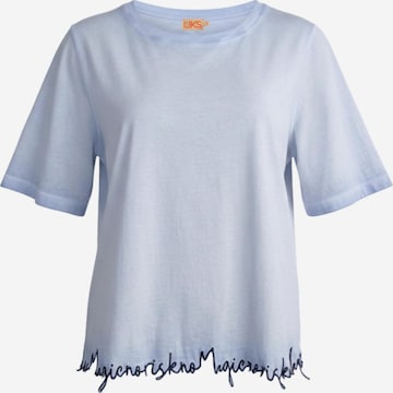 LIKS. Munich Shirt 'Tshirt with embroidery No Risk no Magic' in Blauw: voorkant