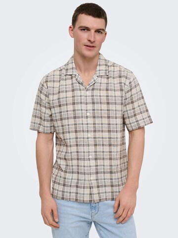 Only & Sons - Ajuste regular Camisa 'ONSCaiden' en marrón: frente