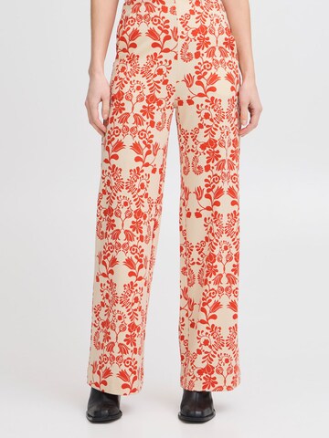 ICHI Loosefit Broek ' IHKATE PRINT WIDE PA5' in Beige