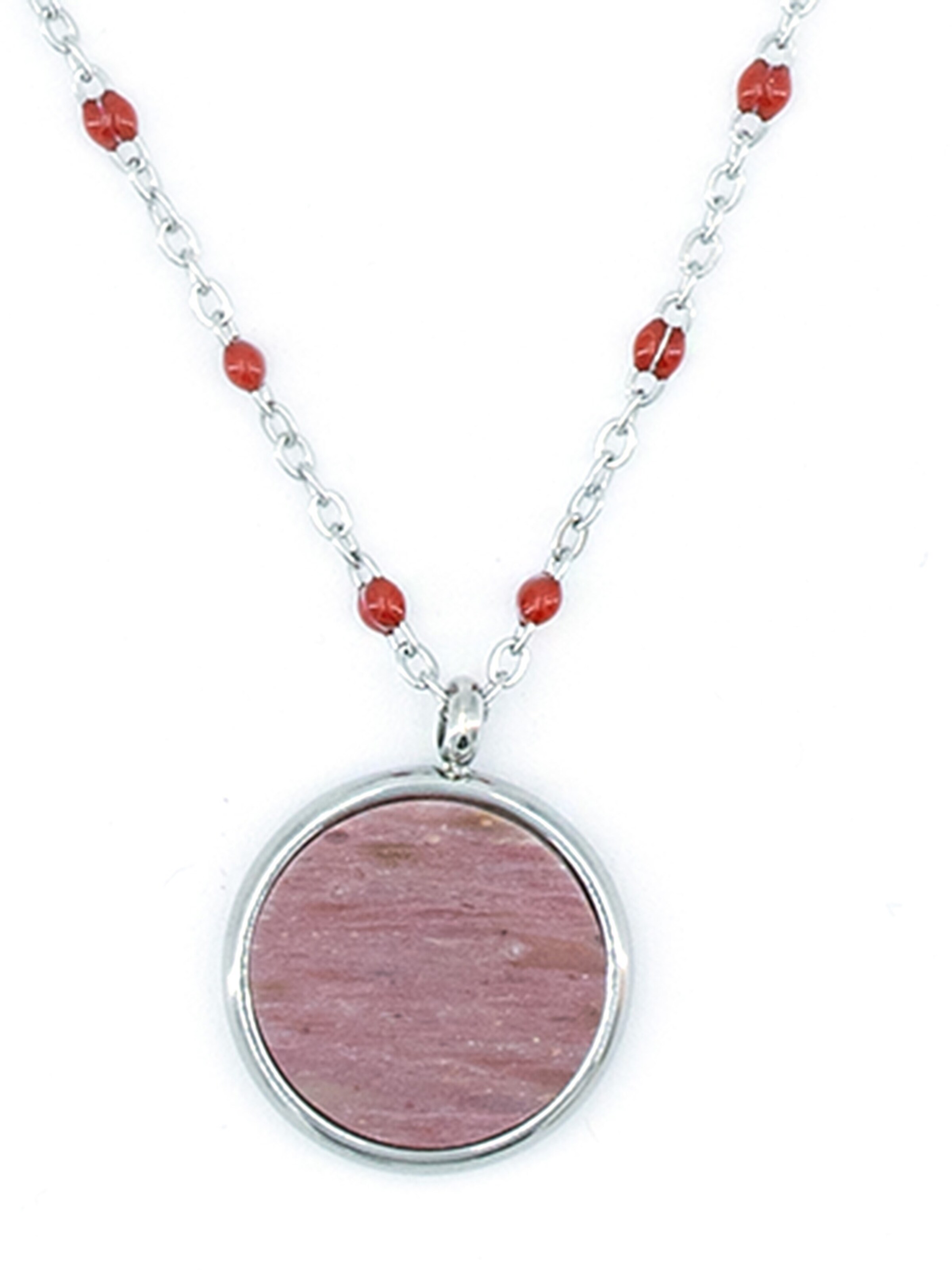 Sergio Engel Kette 'Beach Kette 03 Farbig akzentuierte Edelstahlkette mit Natursteinanhänger'‌‌‌ in Pink