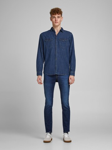 JACK & JONES Skinny Τζιν 'Glenn Felix 566' σε μπλε