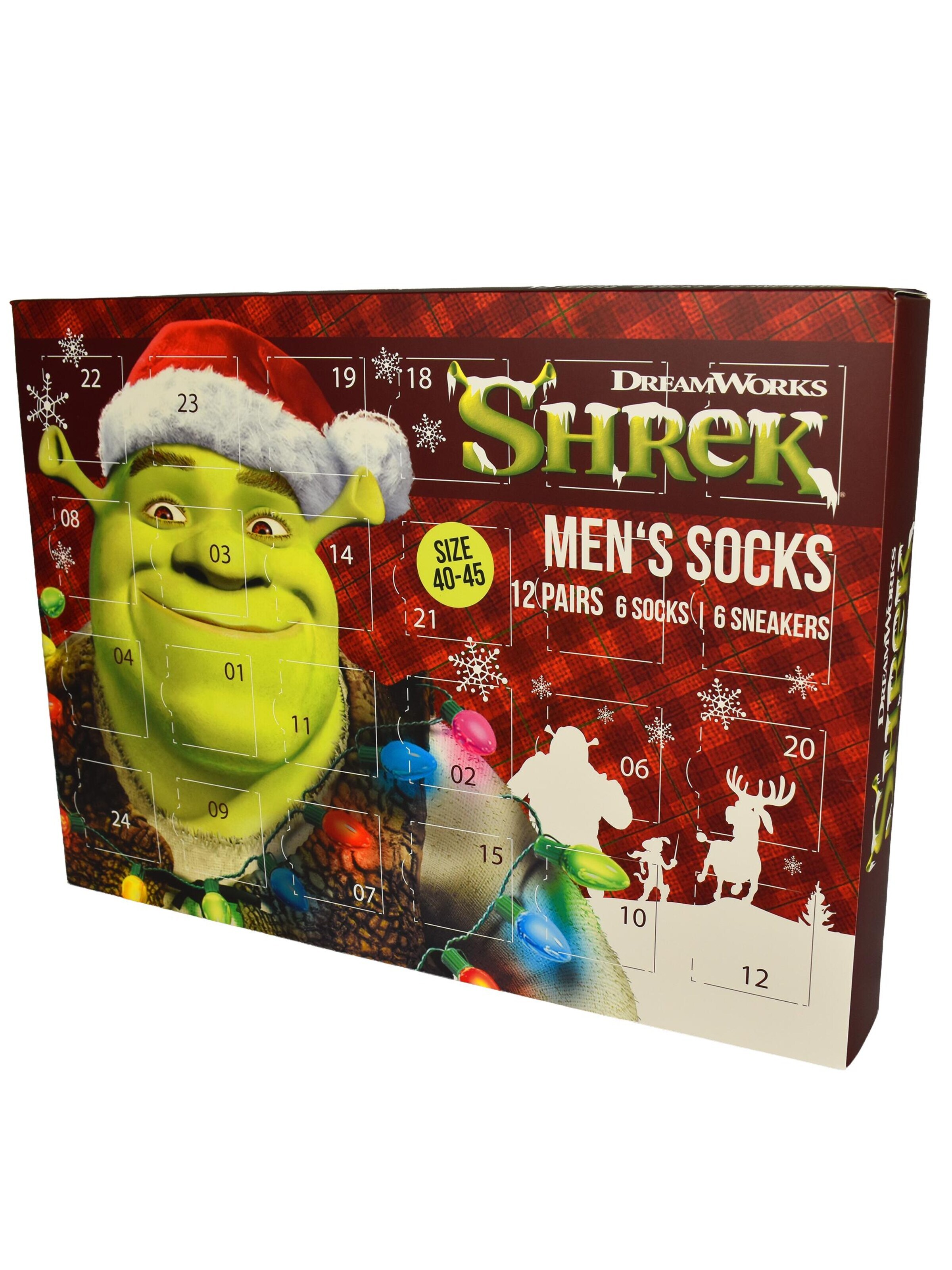 United Labels Socken 'Adventskalender Shrek - Der tollkühne Held mit 12 Paar'‌‌‌‌‌‌ in Mischfarben
