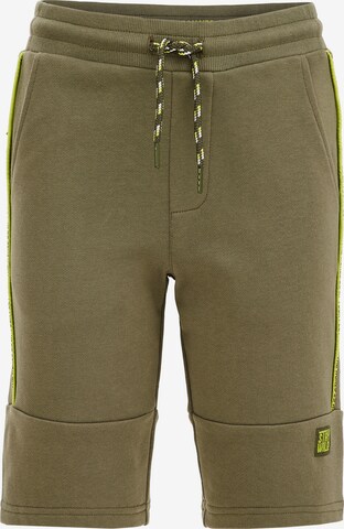 WE Fashion Slim fit Trousers in Green: front