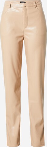 Nasty Gal Regular Trousers in Beige: front