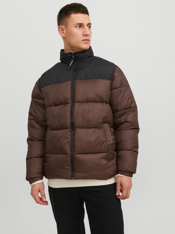 JACK & JONES Winter Jacket 'TOBY' in Brown: front