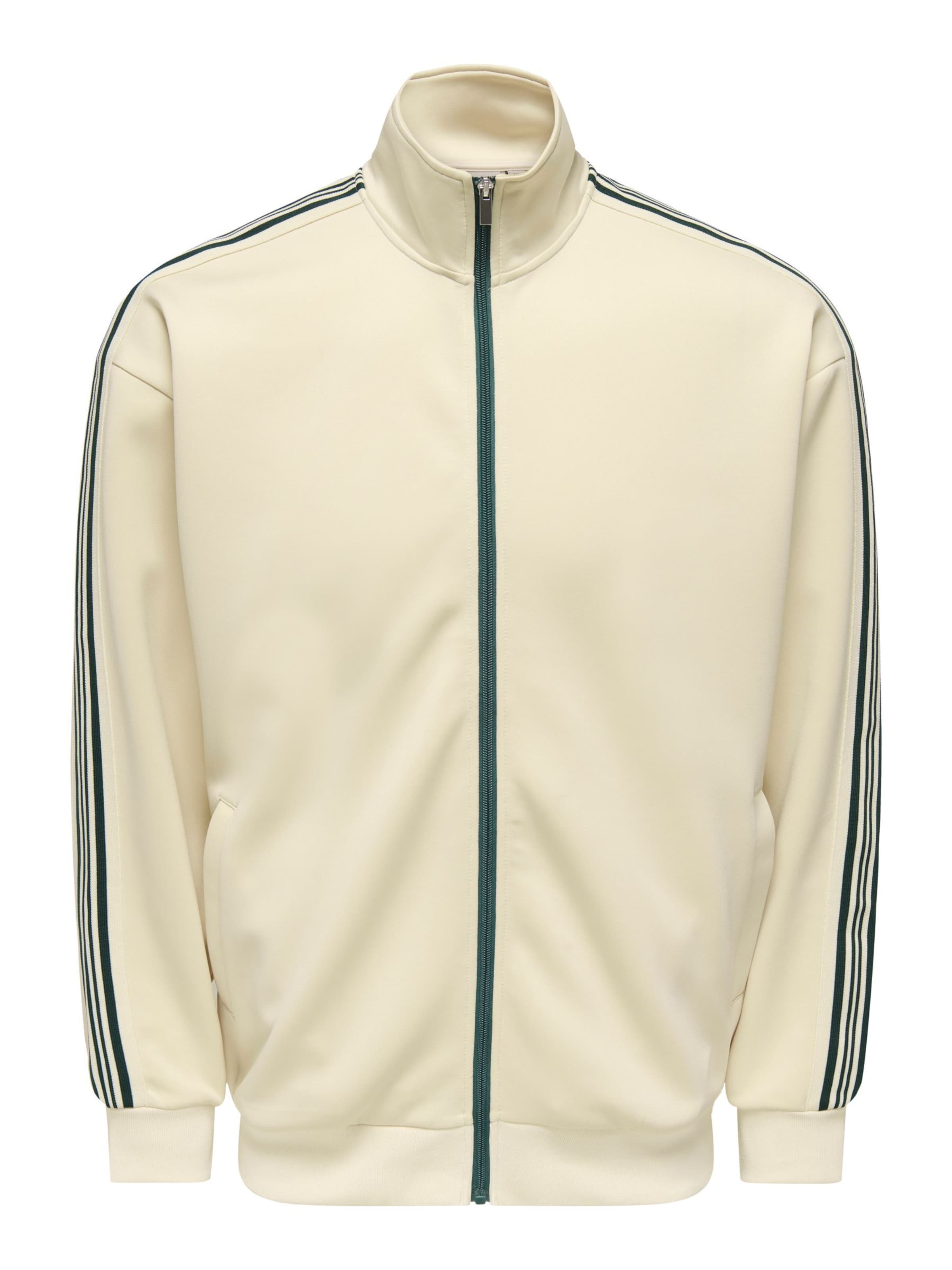 Only & Sons Sweatvest 'ONSRiber' in de kleur Taupe / Smaragd, Productweergave