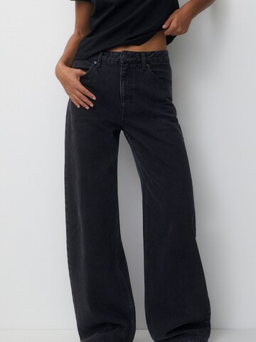 Pull&Bear Wide Leg Jeans in Schwarz: predná strana