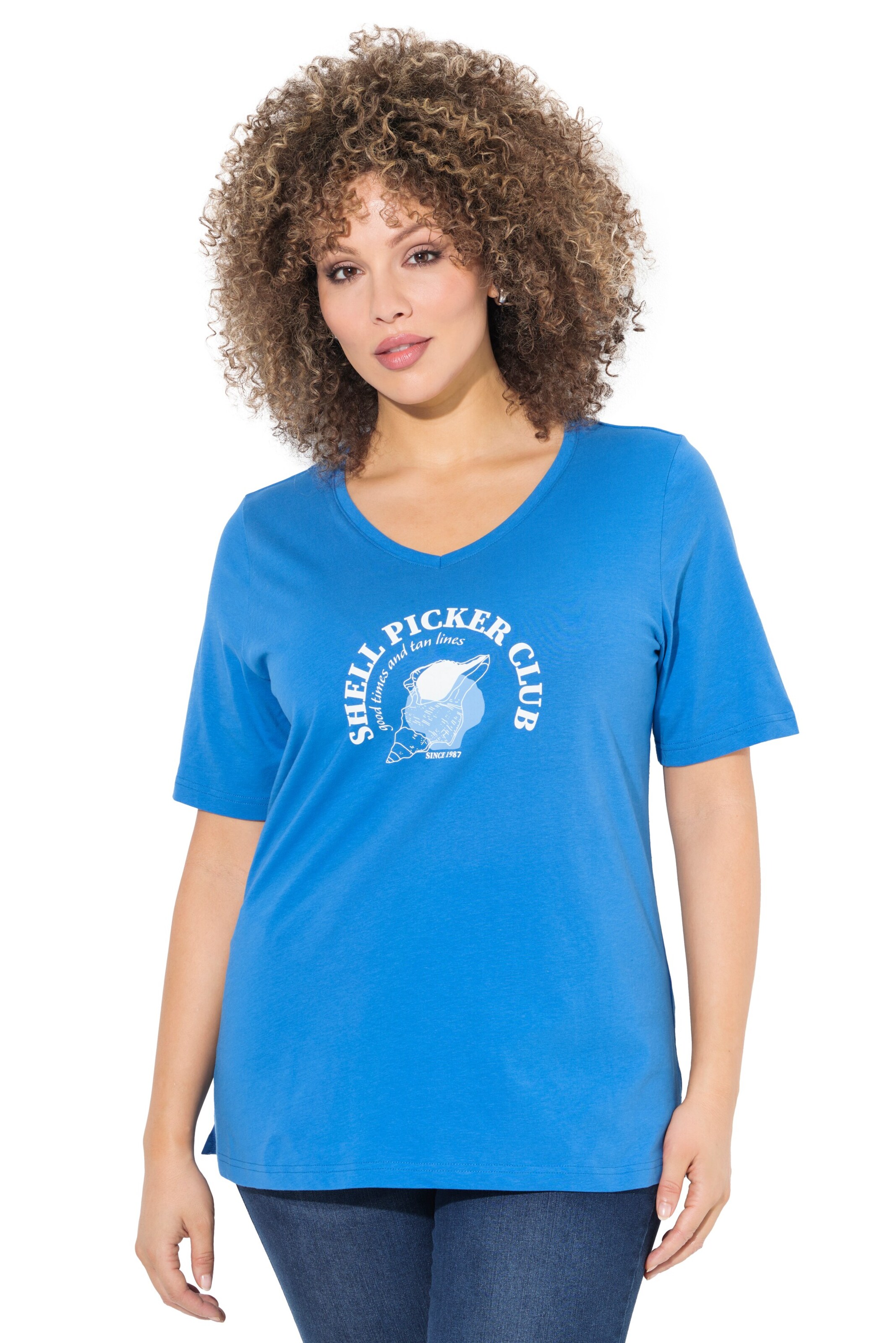 T-shirt Ulla Popken en bleu : devant