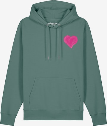 Watapparel Sweatshirt ' Pink Heart ' in Grün: Vorderseite