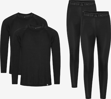 DANISH ENDURANCE Baselayer-Set 'Sustain' in Schwarz: Vorderseite