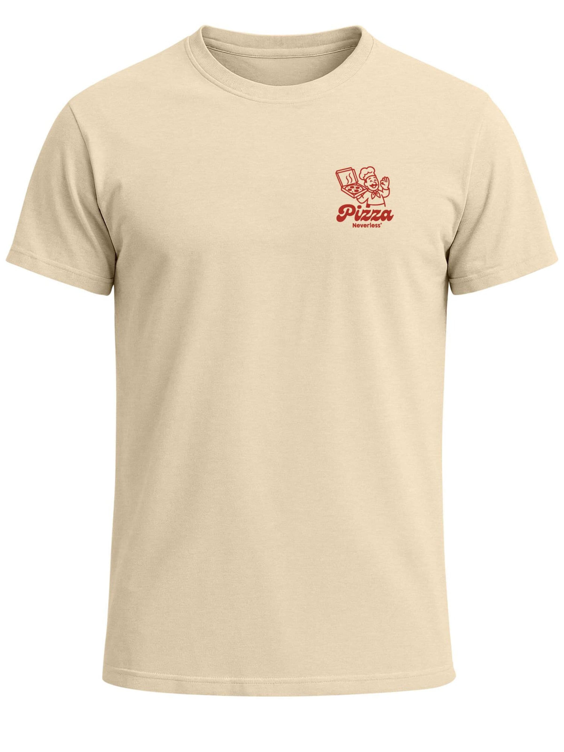 Neverless Shirt 'Pizza Lovers Club' in Beige: front