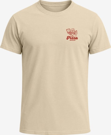 Neverless Shirt 'Pizza Lovers Club' in Beige: front