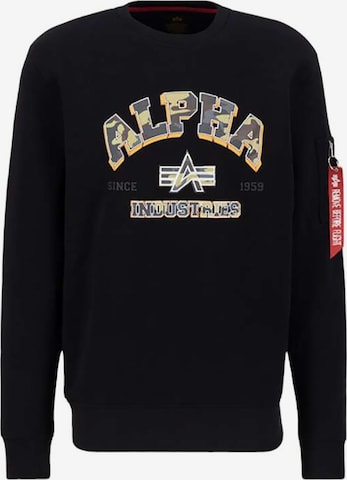 ALPHA INDUSTRIES Sweatshirt 'College' in Black: front