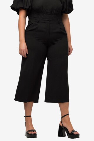 Ulla Popken Loose fit Pleat-Front Pants in Black: front