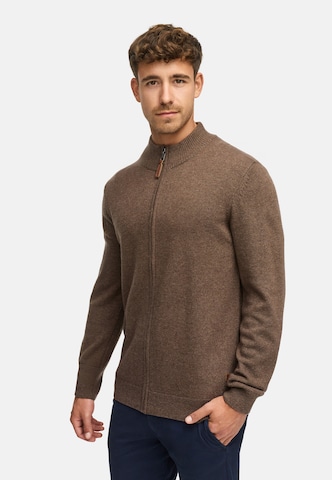INDICODE JEANS Knit cardigan 'Margous' in Brown: front