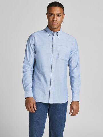 JACK & JONES Regular fit Button Up Shirt 'Brook' in Blue: front