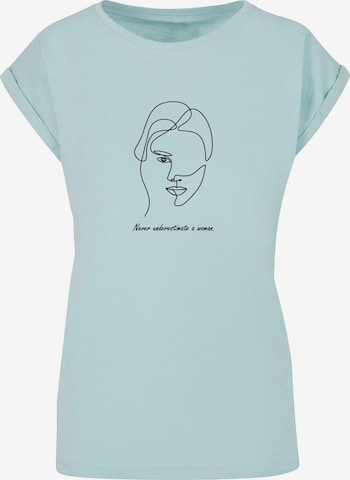 Merchcode Shirt 'WD - Woman Figure' in Blauw: voorkant