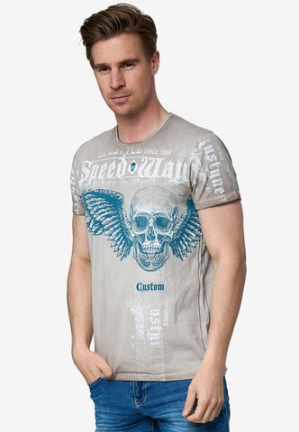 Rusty Neal Shirt 'Flying Skull' in Brown: front