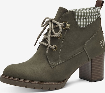 MARCO TOZZI Lace-Up Ankle Boots in Green: front