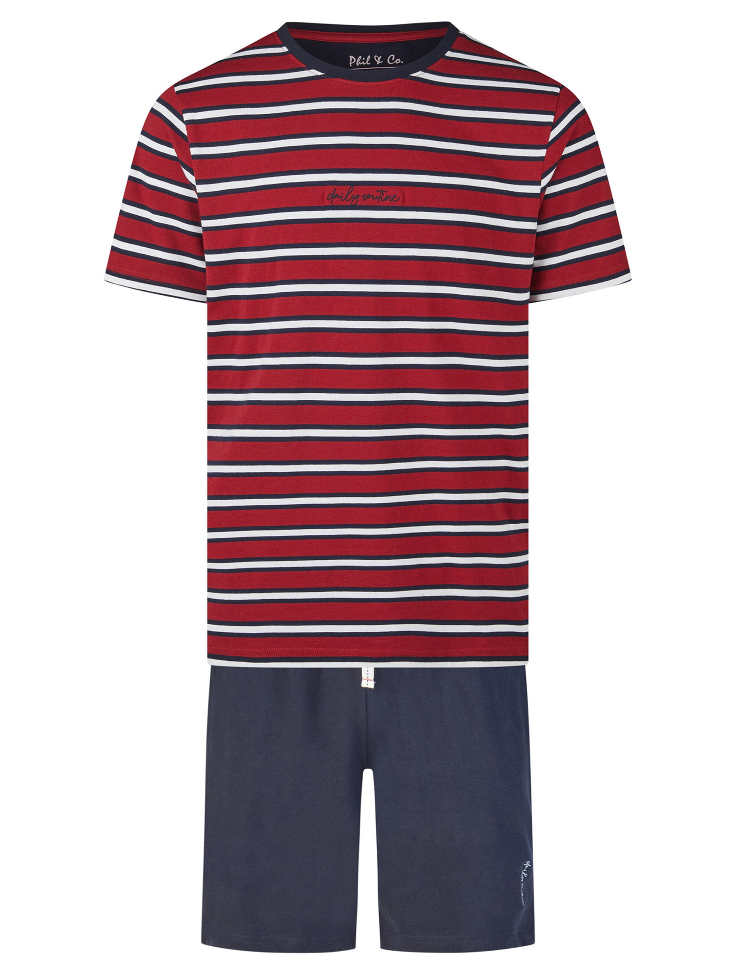 Phil & Co. Berlin Pyjama kort ' Classics ' in Blauw: voorkant