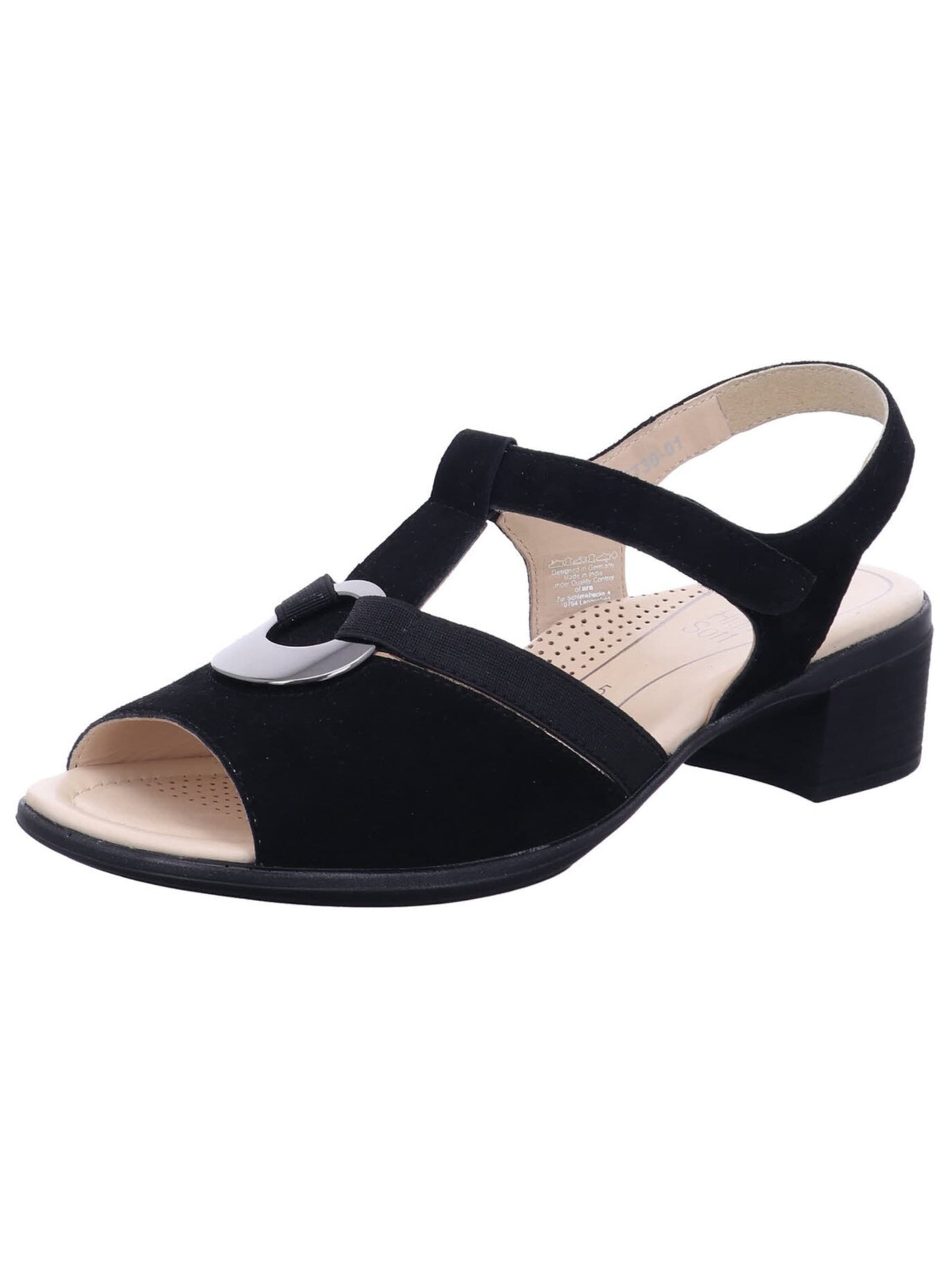 Sandalo 'Sandalette Damen 12-35730 01 Velourleder in schwarz' di ARA in nero: frontale