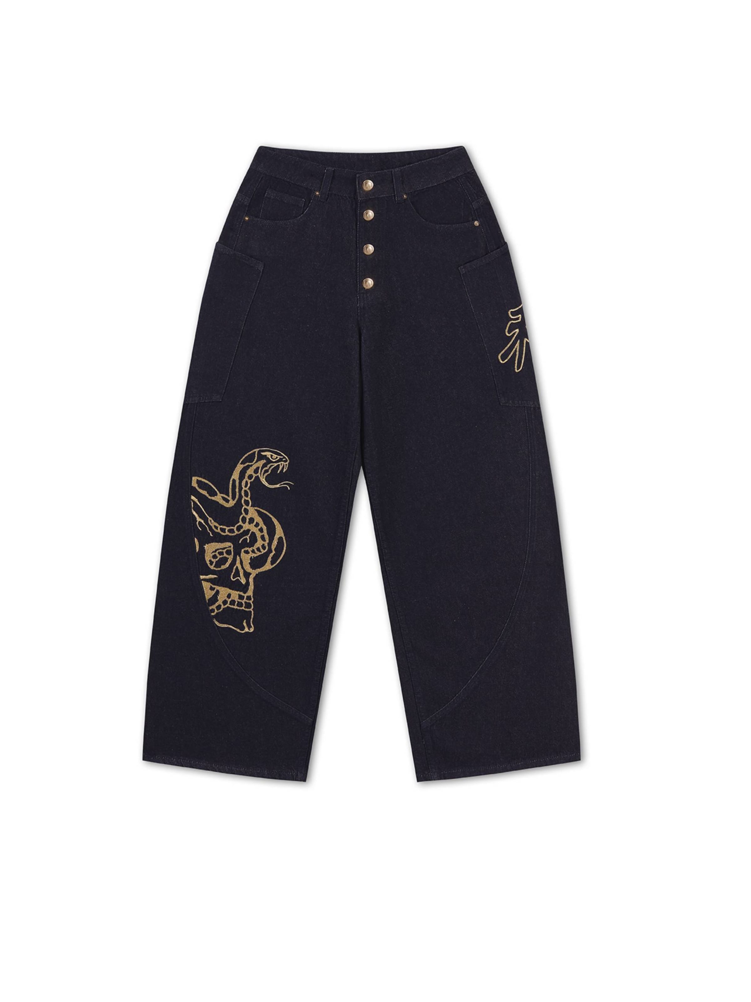 Ed Hardy Wide leg Jeans in Blue: front