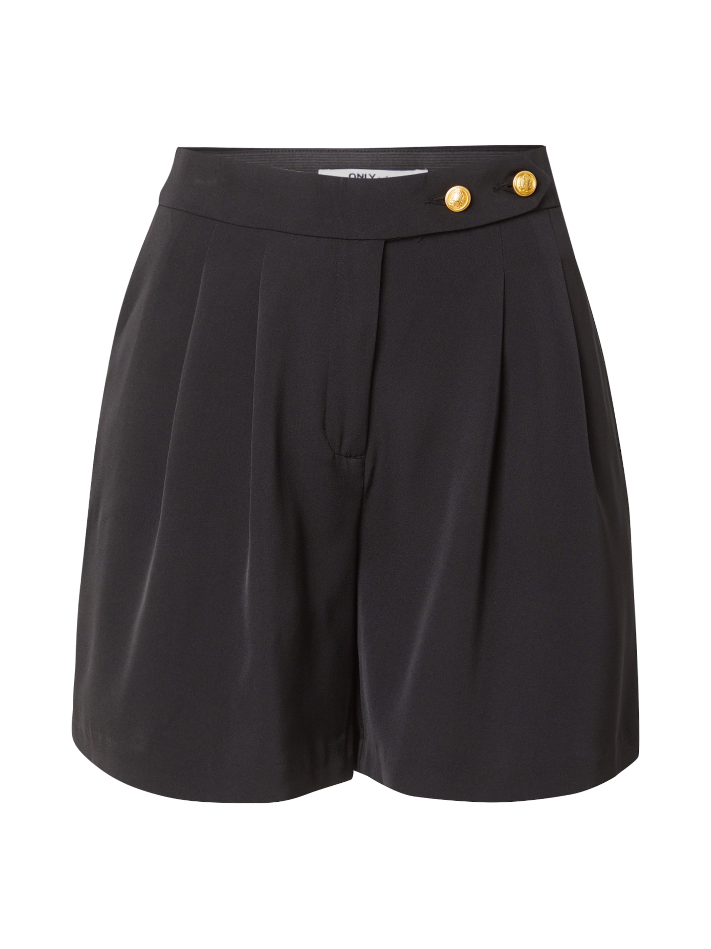 ONLY Bukser med lægfolder i sort: forside