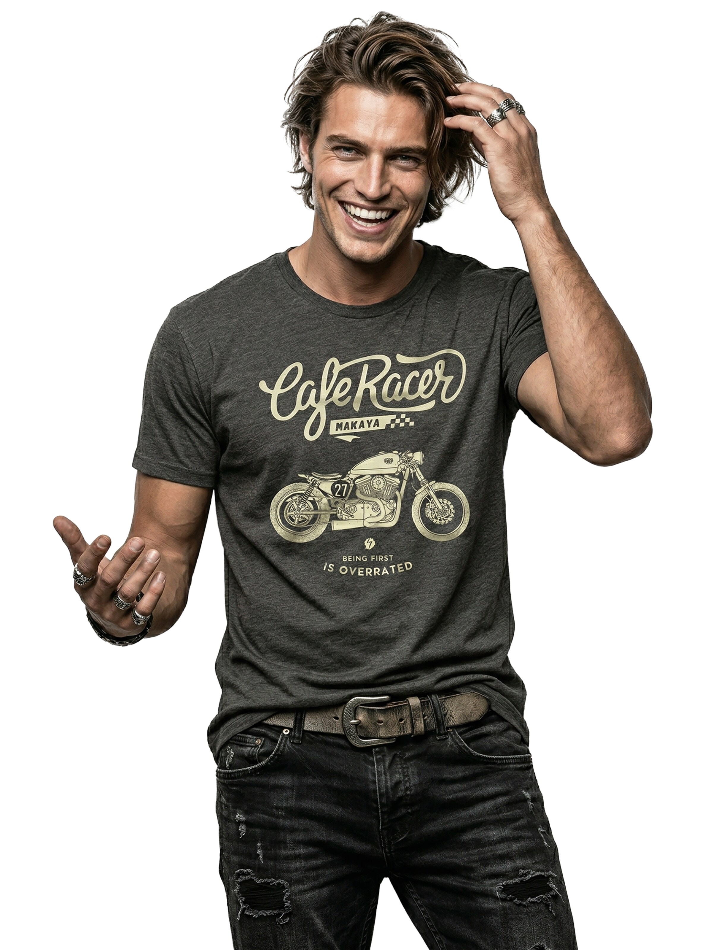 MAKAYA Shirt 'Being first' in Grey