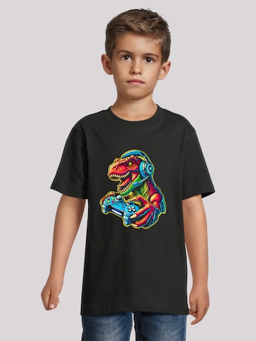 F4NT4STIC T-Shirt 'Dinosaurier Gamer' in Schwarz: Vorderseite