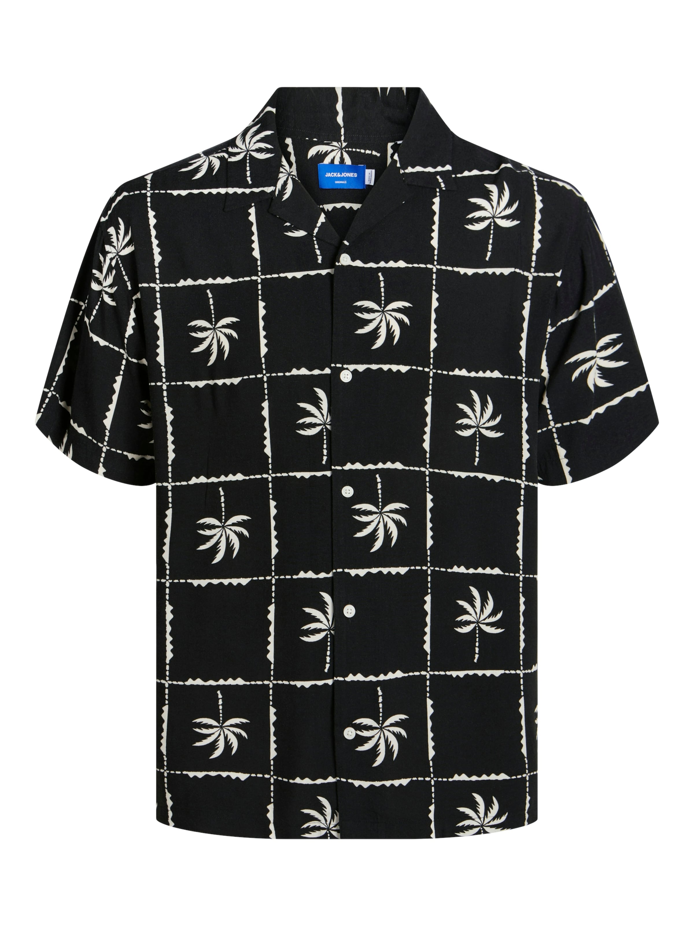 JACK & JONES Comfort fit Button Up Shirt 'JORLuke Ocean Resort' in Black: front