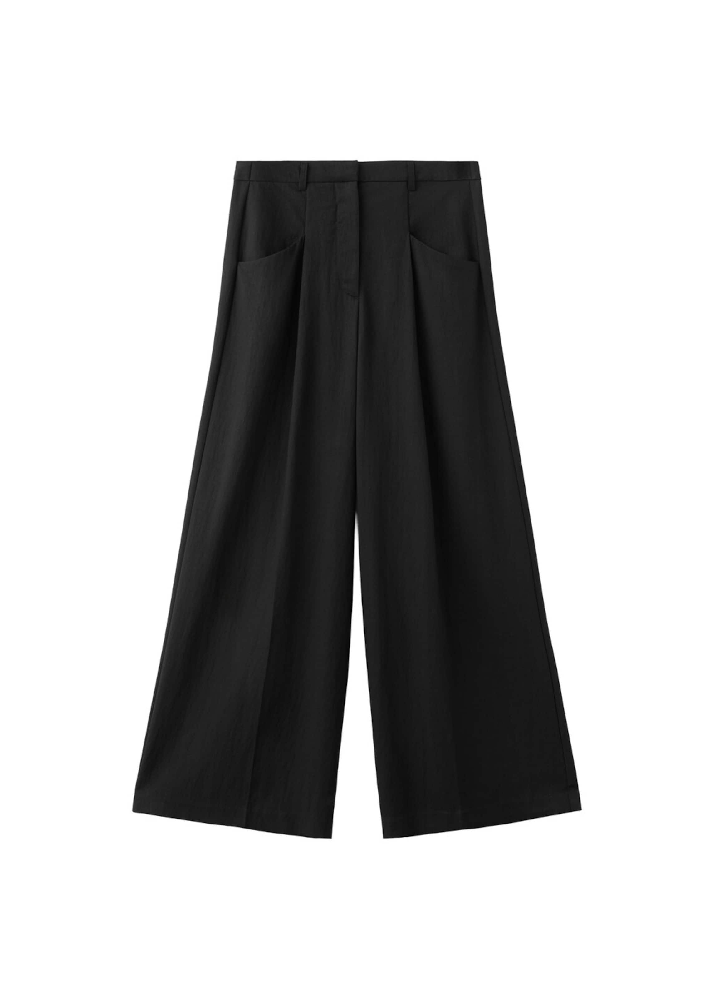 Wide Leg Pantalon à plis 'Abel' MANGO en noir : devant