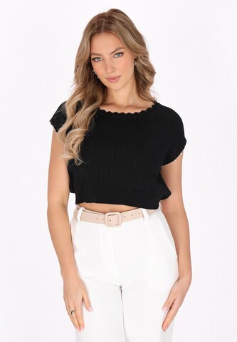 faina Gebreide top 'Fashion Look' in Zwart: voorkant