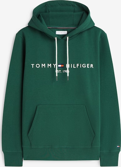 XS dydžio Megztinis be užsegimo 'Logo Embroidery Flex Drawstring' iš TOMMY HILFIGER, spalva – tamsiai mėlyna / tamsiai žalia / raudona / balta, Prekių apžvalga