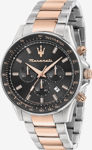 Montre à affichage analogique Maserati en argent : devant