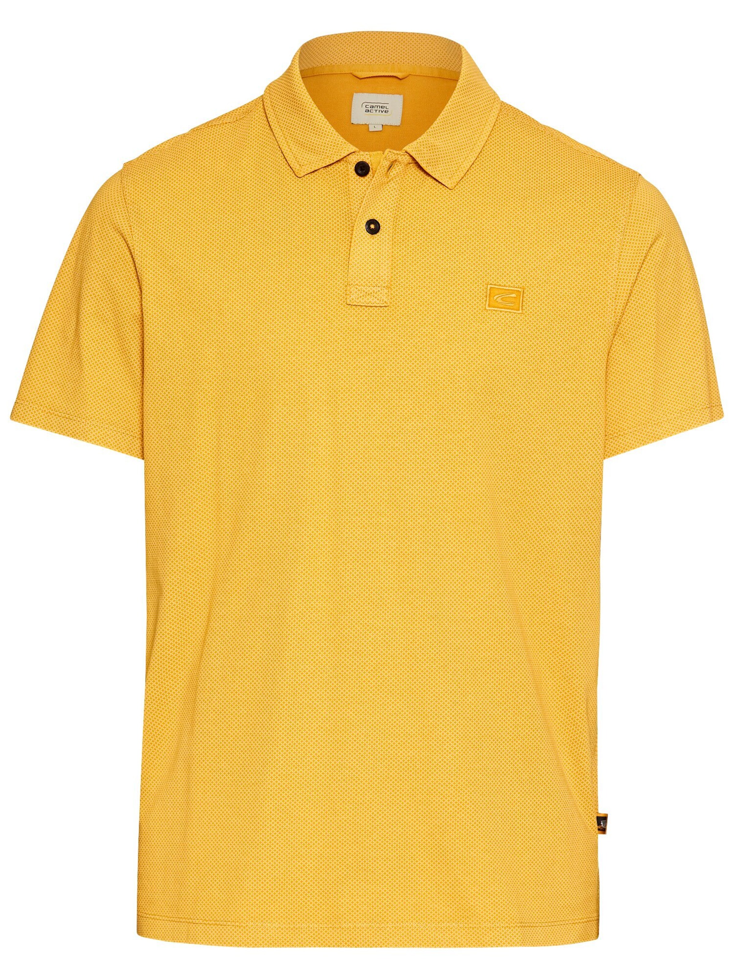 CAMEL ACTIVE Kurzarm Poloshirt aus reiner Baumwolle in Gelb: Vorderseite